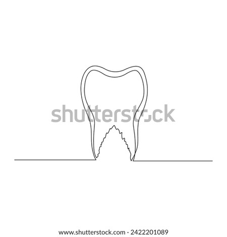 Vector continuous one line drawing of tooth best use for logo banner illustration dentist stomatology medical concept