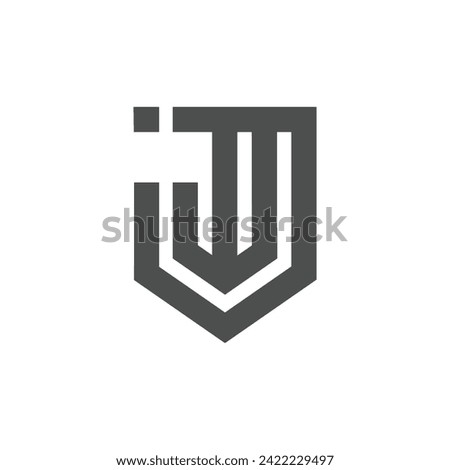 Shield logo design element vector idea with creative letter J concept