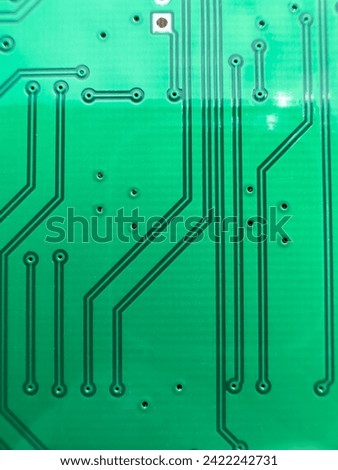 Traces on green PCB textolite