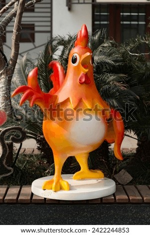 Red and orange cartoon 3d chicken