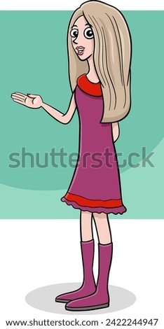 Cartoon illustration of girl or young woman comic character
