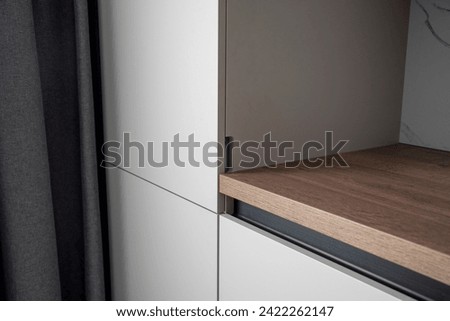 Mortise door handle for built-in refrigerator Royalty-Free Stock Photo #2422262147
