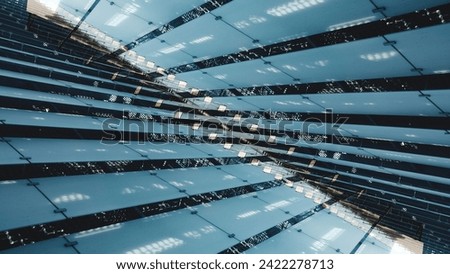 mirrored geometry lines and shapes, symmetry perspective pattern, hi-tech abstract background