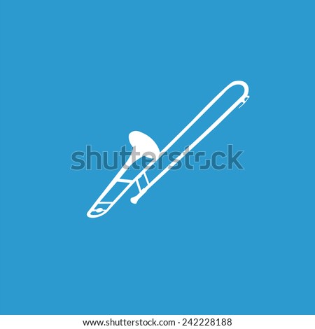 Musical instrument icon, isolated, white on the blue background. Exclusive Symbols 