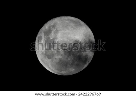 The full moon isolated in space from the Southern hemisphere, January 2024.
