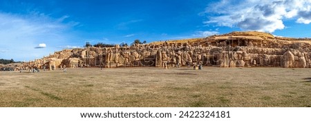 Sacsayhuamán is a citadel on the northern outskirts of the city of Cusco, Peru, the historic capital of the Inca Empire. Royalty-Free Stock Photo #2422324181