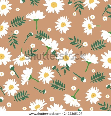 Daisy flower in brown background that you can make as seamless pattern in your products. 