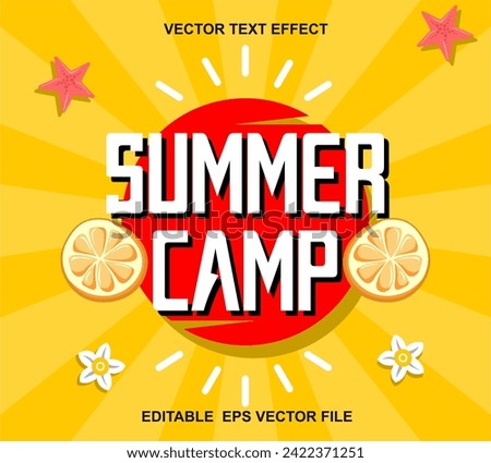 Summer camp banner design template with tropical background. Vector illustration EPS