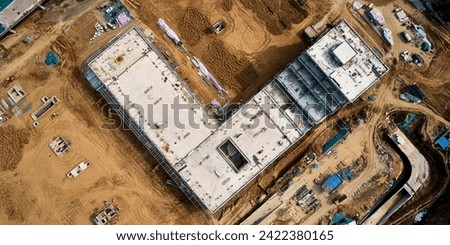 Aerial photography of construction site buildings under construction