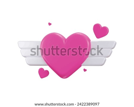 3d flying hearts with wings icon vector illustration