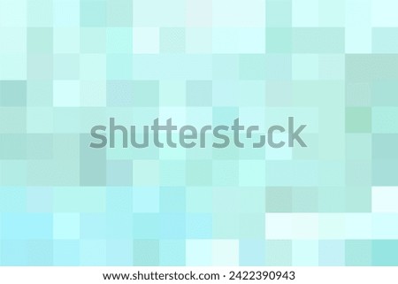 Mint blue pastel pixel background, gradient abstract tile background. Rectangular colourful check pattern.