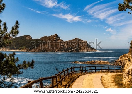 Landscape in the Cies Islands, Galicia. Royalty-Free Stock Photo #2422534321
