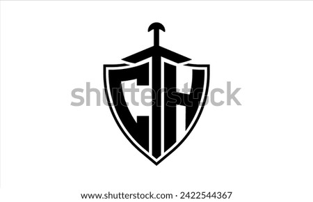 CH initial letter shield icon gaming logo design vector. batman, sports logo, monogram, shield, war game, symbol, playing logo, abstract, fighting, typography, icon, minimal, premier league, club logo