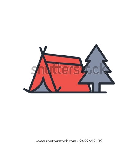 camp icon. vector.Editable stroke.linear style sign for use web design,logo.Symbol illustration.