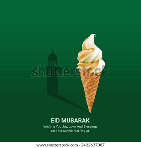 Eid Mubarak. Eid Mubarak creative ads design. social media poster, vector, 3D illustration. Royalty-Free Stock Photo #2422637087