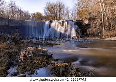 Afternoon winter photo of Ludlowville Falls, near Ithaca, NY in the Town of Lansing, NY, USA 02-04-2024