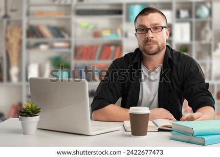 Happy student teenage  prepare studying in library Royalty-Free Stock Photo #2422677473