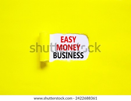 Easy money business symbol. Concept words Easy money business on beautiful white paper. Beautiful yellow paper background. Easy money business concept. Copy space.