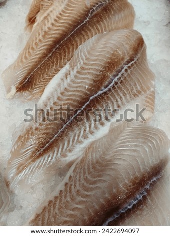 Fresh frozen fish on a store counter