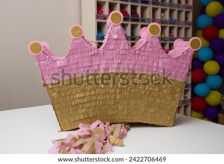 golden piñata crown, cardboard crown, birthday toy for girl, paper princess crown