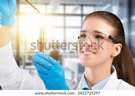 medical test vaccine concept. Female Scientist in laboratory