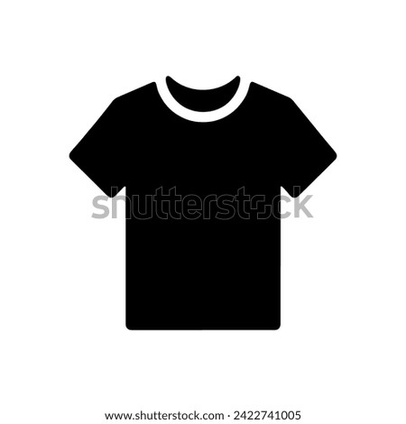 T-shirt icon. Black T-shirt silhouette in flat style, isolated on a white background. Vector illustration.