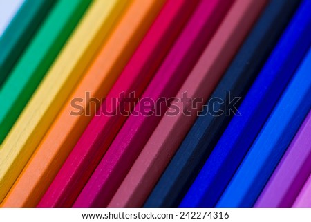 Colorful wooden crayons, pencils