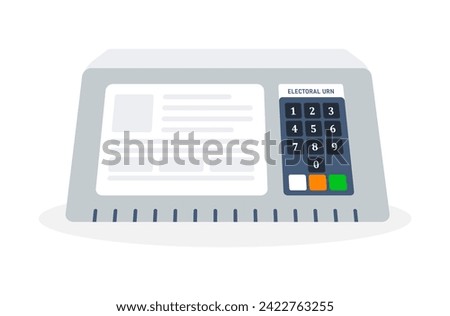 Electronic voting machine with a display screen and numeric keypad, labeled ELECTORAL URN Royalty-Free Stock Photo #2422763255