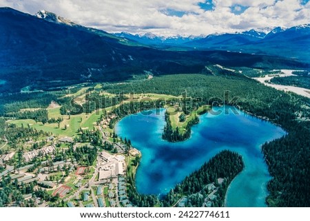 Aerial image of the Jasper National Park area, Alberta, Canada Royalty-Free Stock Photo #2422774611