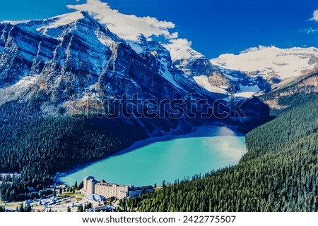 Aerial image of Lake Louise, Alberta, Canada Royalty-Free Stock Photo #2422775507