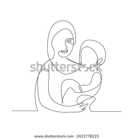 Vector happy mother day card in one continuous line drawing Isolated on white background. Mother's day pro vector illustration. Mother's day single line drawing
