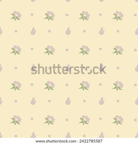 Flourishing leaves and ornamental motif of floral design. Blooming flora and botany design for ornaments and decoration. Seamless pattern print, background wallpaper. Vector in flat style illustration