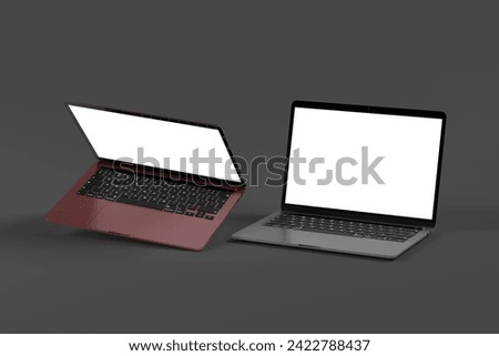 3d device laptop mockup with blank screen and dark background