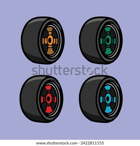 set bundle tire car clip art vector