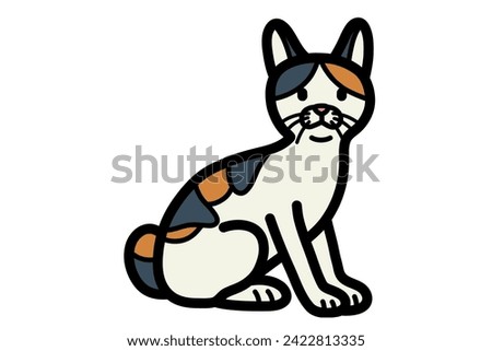 Japanese bobtail cat vector and illustration in isolated  white  colour  background 