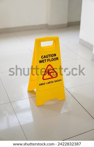 caution wet floor sign in room