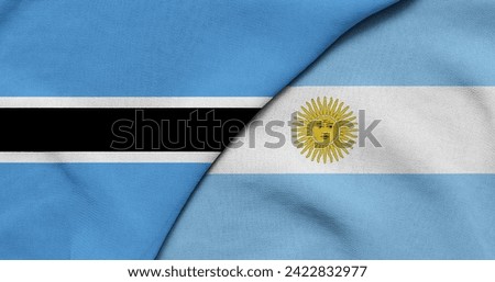 Flag of Botswana and Argentina - 3D illustration. Two Flag Together - Fabric Texture