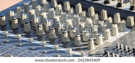 Close up of sound audio mixing system