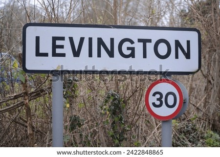 A road sign for the village of Levington,  Suffolk, England, UK 