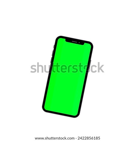 Mockup smart phone on Green screen Transparent and Clipping Path isolated white background