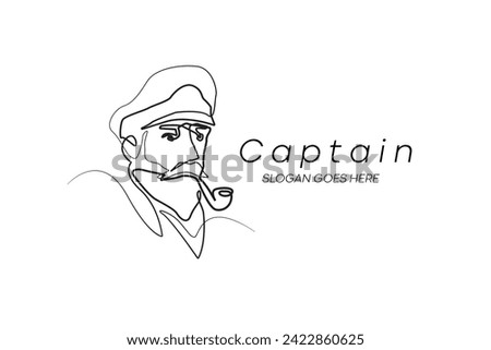 captain vector logo .boat captain head line vector illustration.