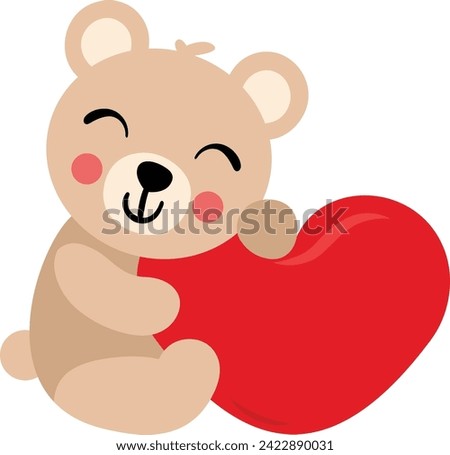 Adorable teddy bear with red heart