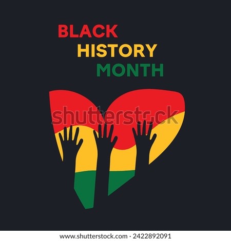 Black history month celebrate. vector illustration on black background. design graphic. hands with heart