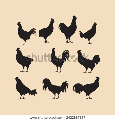 Chicken set Clipart icon silhouette