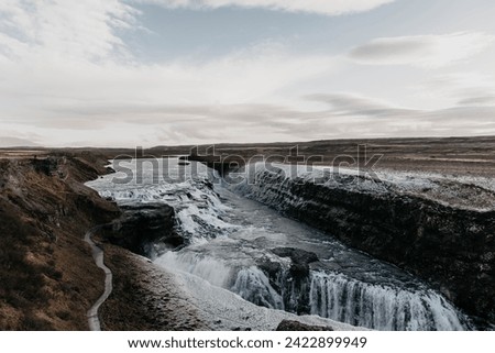 Iceland winter and waterfalls background