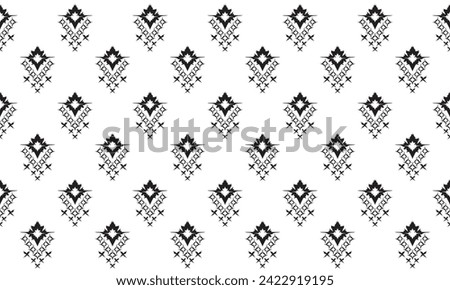 Nature vintage cross stitch traditional ethnic pattern paisley flower Ikat background.Design for background ,curtain, carpet, wallpaper, clothing, wrapping, Batik, vector illustration.