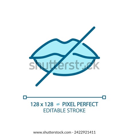 Speech loss light blue icon. Disabled person. Articulation rehabilitation. Mental support, special needs. RGB color sign. Simple design. Web symbol. Contour line. Flat illustration. Isolated object