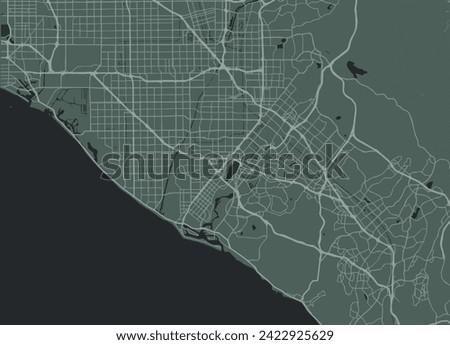 Vector city map of Orange County California in the United States of America with white roads isolated on a green background. Royalty-Free Stock Photo #2422925629