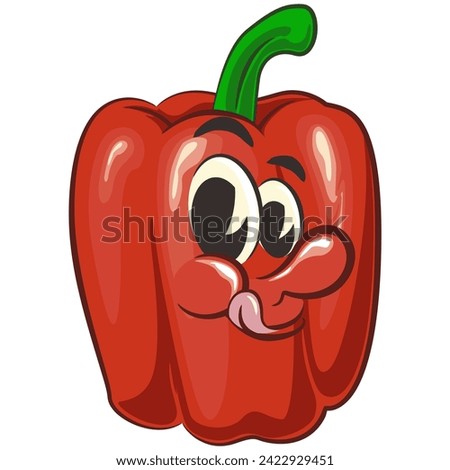 vector isolated clip art illustration of cute red paprika mascot, work of handmade
