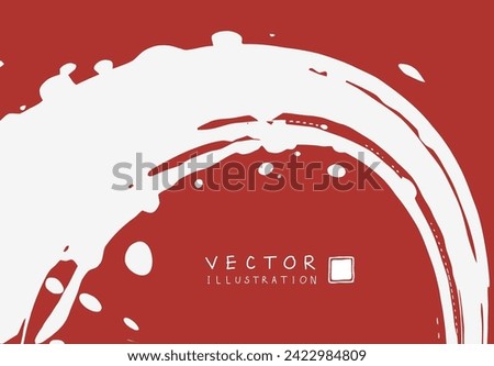 Abstract ink background. Chinese japanese calligraphy art style, white paint stroke texture on red paper. Design for poster, card, banner, book, cover, brochure and web design. Vector illustration.